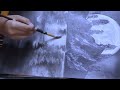 Full moon over the mountains of cloud recesses | Paint with me | Easy acrylic painting process ⛰️🌕🌲