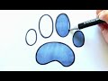 Easy Cat Praw Print Drawing for kids| Painting, Coloring| Step by Step