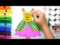 Draw Color Paint Barbie Pretty Dresses Coloring Page and Learn to Color
