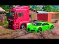 Fat Car vs LONG CARS with Big & Small: Long Lightning Mcqueen with Ball vs Trains Thomas - BeamNG