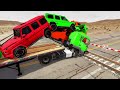 Flatbed Trailer Mercedes Cars Transportation with Truck - Pothole vs Car #03- BeamNG.Drive