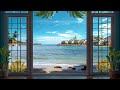 4K Beach House Window View - Calming Scenery + Sound of Ocean Waves