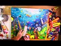 Underwater Treasure Abstract Painting In Acrylics | Painting Techniques | Colorful Art Demonstration