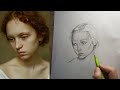 رسم بورتريه بالرصاص|رسم وجه فتاة|طريقة اندرو لوميس للبورتريه