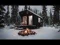 Cozy Winter Jazz ✨ Relaxing Instrumental Jazz 🎹 Tiny House Bonfire Ambience for Work, Study, Relax 🔥