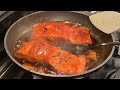 Braised Salmon with Soy Sauce in a Flat Pan - Chinese Recipe Asian Cuisine (English Subtitles)