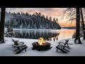 Cozy Winter Jazz ✨ Relaxing Instrumental Jazz 🎹 Crackling Bonfire Sounds 🔥
