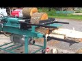 Amazing modern huge wood cutting equipment I never seen. Incredible log splitter firewood processing