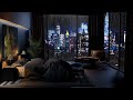 Spend This Rainy Night in Cozy Bedroom | Rain on Window Sounds with Relaxing Soft Background Music