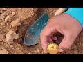 gold treasure accidentally discovered under Stone  with digging gold- Finding Gold nugget