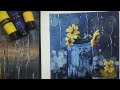 5 Minutes Painting Tutorial for Beginners EP 3 | Blue & Yellow Jar of Flowers, Rain, Bokeh #drawing
