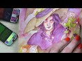 Drawing my NIGHTSHADE plant as a cute witch! // Testing Prestigify Nomad Watercolor Set