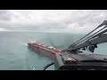 EC135 Cockpit Helicopter Marine Pilot Transfer Hay Point Landing on Coal Bulk Carrier
