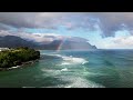 Kauai Scenery! Flying by Hanalei bay and scenic beaches of the north shore. 4k Hawaii  relaxation