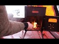 Hot Tent Winter Camping and Ice Fishing on a Mountain Lake in DEEP SNOW!