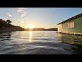 4K Relaxing Calming Nature Ambiance Waterfront Boat Club Sunrise View White Noise