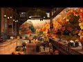 4K Autumn Cozy Coffee Balcony 🍁 Piano Jazz Music for Relaxing, Studying and Working