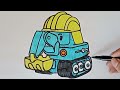 Robocar Poli Excavator | how to draw Robocar Poli Excavator | Robocar Poli