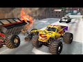 MONSTER TRUCK VS Color Lightning McQueen and Tow mater DEAD SCEN BLACKMAIL revenge