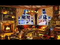 Winter Relaxing Jazz Music in Cozy Coffee Shop Ambience ~ Crackling Fireplace Sound to Sleep, Work