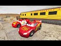 Flatbed Trailer McQueen Cars Transportation with Truck - Pothole vs Car #26 - BeamNG.Drive