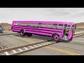 Cars vs Lava Color Crossing Rails  - Cars vs Rails and Train - BeamNG.Drive