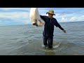 Bikin Panik...Jala Ikan di Pantai  Dapat Ikan Baronang Babon Hampir Lepas