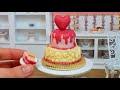 Mini heart drip buttercream swirl cake! mini food ASMR