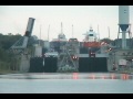 Ships moving through locks 4, 5, and 6 on the Welland Canal in the St. Lawrence Seaway - Time Lapse