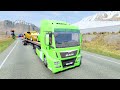 TRANSPORTING PIXAR CARS & FRUITS WITH COLORED & JOHN DEERE vs CLAAS vs TRACTORS - BeamNG.drive #962