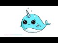 How to Draw a Cartoon Narwhal Unicorn Whale Easy