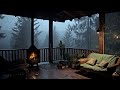 Summer Evening Bliss: Peaceful Porch Atmosphere with Rain and Fireplace Sounds