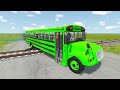 Flatbed Trailer Monster Truck vs Train - Cars vs Speed Bumps - BeamNG.Drive