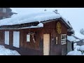 Heavy snowfall in the mountain village of Mürren, Switzerland 4K - a real Fairytale village