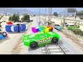 GTA 5 Spiderman Cars 3 DisneyCars Lightning McQueen, Cruze Ramirez, Mack Can Stop the train Ep.39