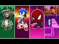 Talking Tom 🆚 Sonic Prime 🆚 Marvel’s Spidey 🆚 PAW Patrol | Tiles Hop EDM Rush🎶 | Who Is Best?🎯