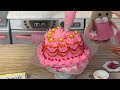 Miniature pink buttercream heart cake 🎂❤️ ✨mini food cooking asmr ✨ minibuncafe