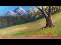 How To Paint Landscape With Mountains And Autumn Tree With Acrylic Step by Step