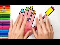 Desenhar e Colorir uma Mão com Esmalte de Unha Arco Íris 💅🌈 Desenhos para Crianças