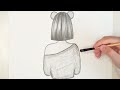رسم سهل | تعلم رسم فتاة من الخلف بقلم الرصاص بطريقة سهلة