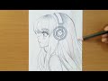 Easy anime drawing  || how to draw anime girl easy step by step for beginners