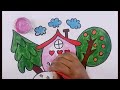 House easy drawing and painting for kid l Learn how to draw and paint house with pukkoo kids