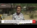 Kari Lake Speaks To The Press After Casting Her Vote In Arizona GOP Primary