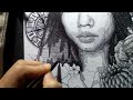 Portrait of a Girl Drawn using pen and ink