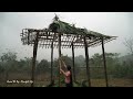 [TIMELAPSE] START to FINISH Alone Building Bamboo House - BUILD LOG CABIN with bamboo