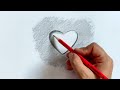 anamorphic drawing | Easy 3D Heart Water Drop Drawing Tutorial on Paper for Beginners