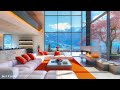 Warm Jazz Apartment 🌸 Spring Jazz Music with Fireplace Sounds in Luxury Living Room to Relax, Focus