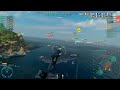 World of Warships - Kearsarge 2 cits from 21KM - 1 cit blind fired