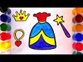 Princess Dress Set Drawing, Painting, Coloring for Kids & Toddlers | Watercolor Paint