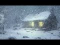 Loud Blizzard strikes a Lonely Log Cabin | Snowstorm Sounds for Sleeping.Howling Wind & Blowing Snow